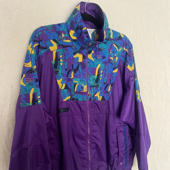 Vintage Columbia 90s Abstract Windbreaker Jacket S - Picture 1 of 8
